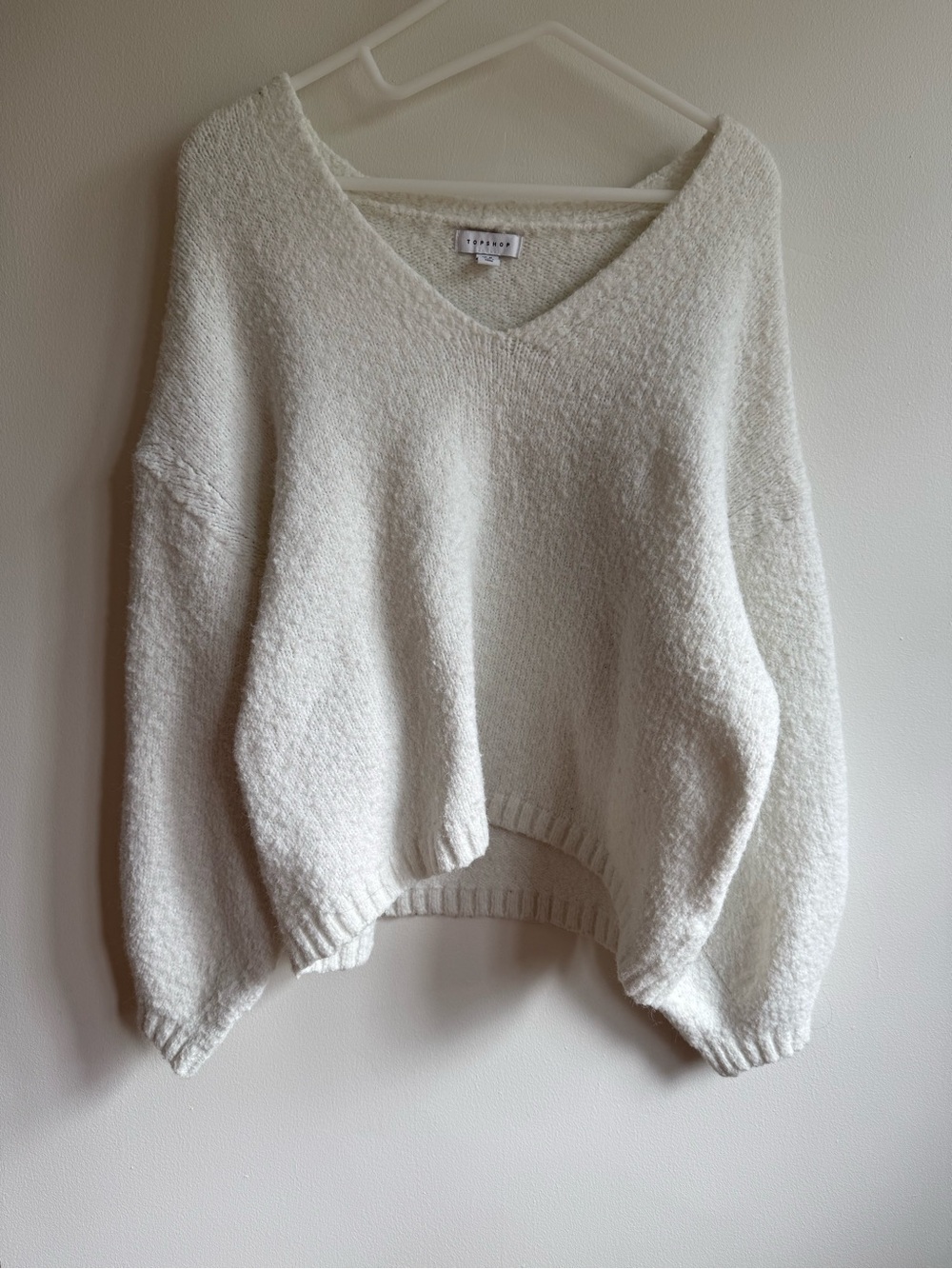 Topshop Soft V-Neck Sweater - Cream